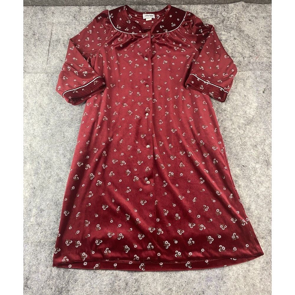 Anthony Richards Womens M Flowers Muumuu‎ House Dress Lounge Pocket Pearl Snap
